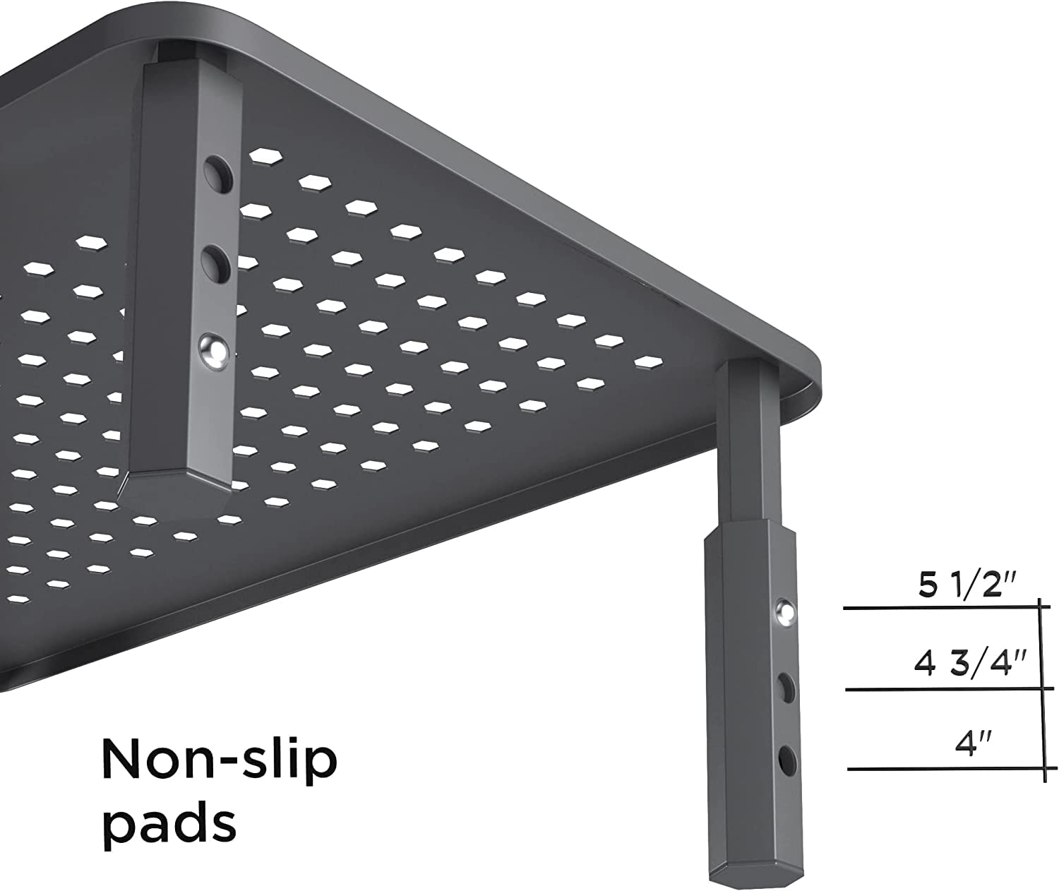 EVOOMI Gray Monitor Stand Riser - Anti-Skid HD Hexagonal Steel for Laptop, Desktop & iMac - Boost Productivity with Free Cable Ties